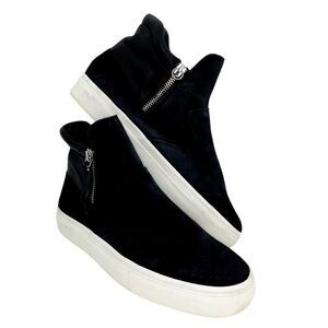 Zara Designer Women's Pre-owned Black Leather & Suede Hi-Top Sneakers- sz. 6 1/2